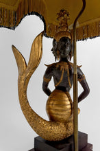 Charger l&#39;image dans la galerie, Lampe Sculpturale en Bronze à double patine verte et dorée représentant la Princesse Sirène Suvannamaccha, Thaïlande, XXe
