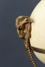 Cargar imagen en el visor de la galería, Lampe Néoclassique, Oeuf d’Autruche &amp; Monture Athénienne Animalière en Bronze, France, Circa 1900
