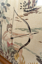 将图片加载到图库查看器，Exceptionnelle paire d'importantes tapisseries brodées Art Déco à décor de chasse primitive mythifiée, France, Vers 1930
