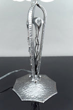 Charger l&#39;image dans la galerie, Lampe Art Déco en Fer Forgé, Tulipe Florale signée Degué, France, circa 1930
