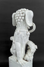 Charger l&#39;image dans la galerie, Paire d&#39;Importants Lions Gardiens / Chiens Fo / Shizi, Céramique à émail blanc craquelé, Chine, Dynastie Qing, XIXe
