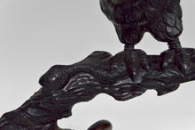 将图片加载到图库查看器，Grande sculpture Asiatique / Okimono au Lion et aux Corbeaux, Japon, ère Meiji, vers 1880

