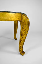 Lade das Bild in den Galerie-Viewer, Table basse Maison Jansen dorée avec marbre vert, Art Déco Néoclassique, 1940s

