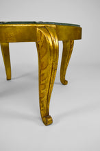 Load image into Gallery viewer, Table basse Maison Jansen dorée avec marbre vert, Art Déco Néoclassique, 1940s
