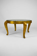 将图片加载到图库查看器，Table basse Maison Jansen dorée avec marbre vert, Art Déco Néoclassique, 1940s
