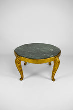 Charger l&#39;image dans la galerie, Table basse Maison Jansen dorée avec marbre vert, Art Déco Néoclassique, 1940s
