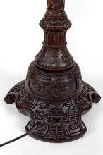 Cargar imagen en el visor de la galería, Lampadaire asiatique en bois sculpté, Indochine, circa 1900

