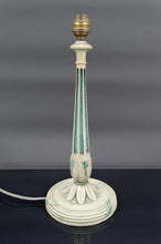 Lade das Bild in den Galerie-Viewer, Lampe en bois Art Déco peinte en blanc et bleu patiné, France, Circa 1920
