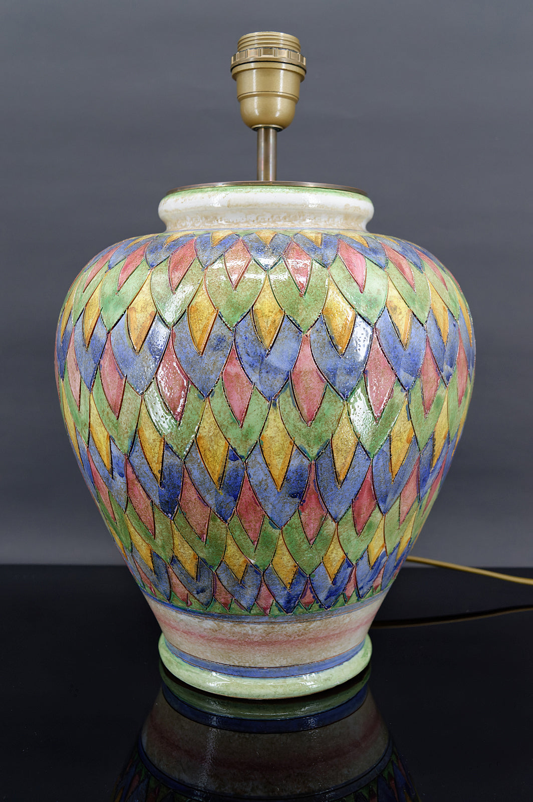 Lampe en céramique Deruta, Italie, circa 1970-1980