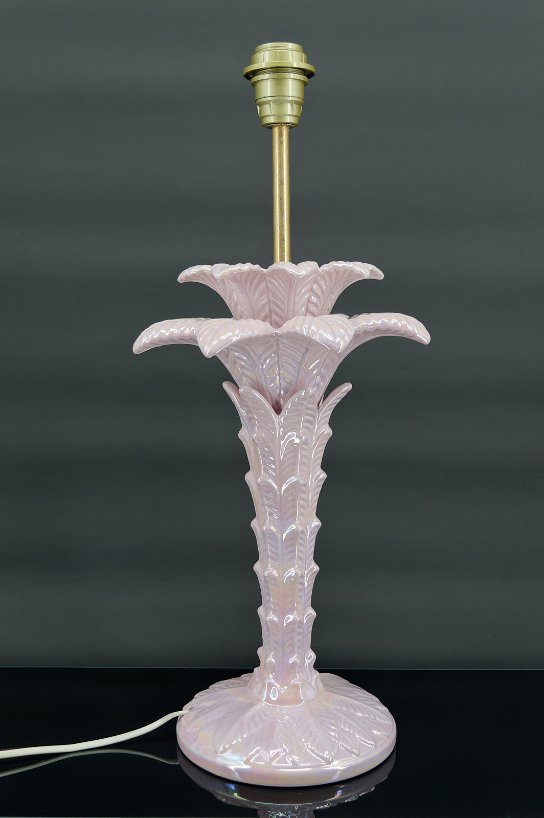 Lampe Palmier en céramique rose nacrée, Italie, circa 1960