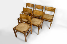 将图片加载到图库查看器，Lot de 6 chaises brutalistes en Orme avec assises paillées, Maison Regain, Circa 1960
