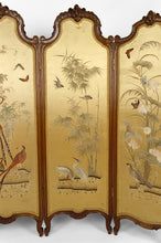 Cargar imagen en el visor de la galería, Paravent japonisant Louis XV, &quot;Aux oiseaux&quot;, France, Circa 1880
