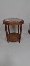 Charger et lire la vidéo dans la visionneuse de la Galerie, Guéridon / Table d’Appoint en Chêne Massif &amp; Plateau en Marbre Griotte France, Art Déco, Circa 1920
