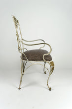 Lade das Bild in den Galerie-Viewer, 6 fauteuils Art Déco en fer forgé patiné, France, vers 1950
