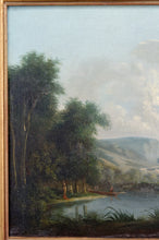 Load image into Gallery viewer, Peinture Italienne du XIXe, scène lacustre
