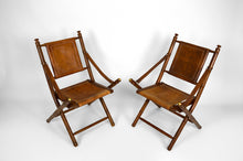 Lade das Bild in den Galerie-Viewer, Paire de fauteuils pliants &quot;safari&quot;, style japonisant / colonial
