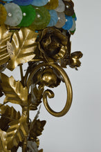 Charger l&#39;image dans la galerie, Lampadaire doré en fer forgé et perles de verre

