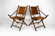 Charger l&#39;image dans la galerie, Paire de fauteuils pliants &quot;safari&quot;, style japonisant / colonial

