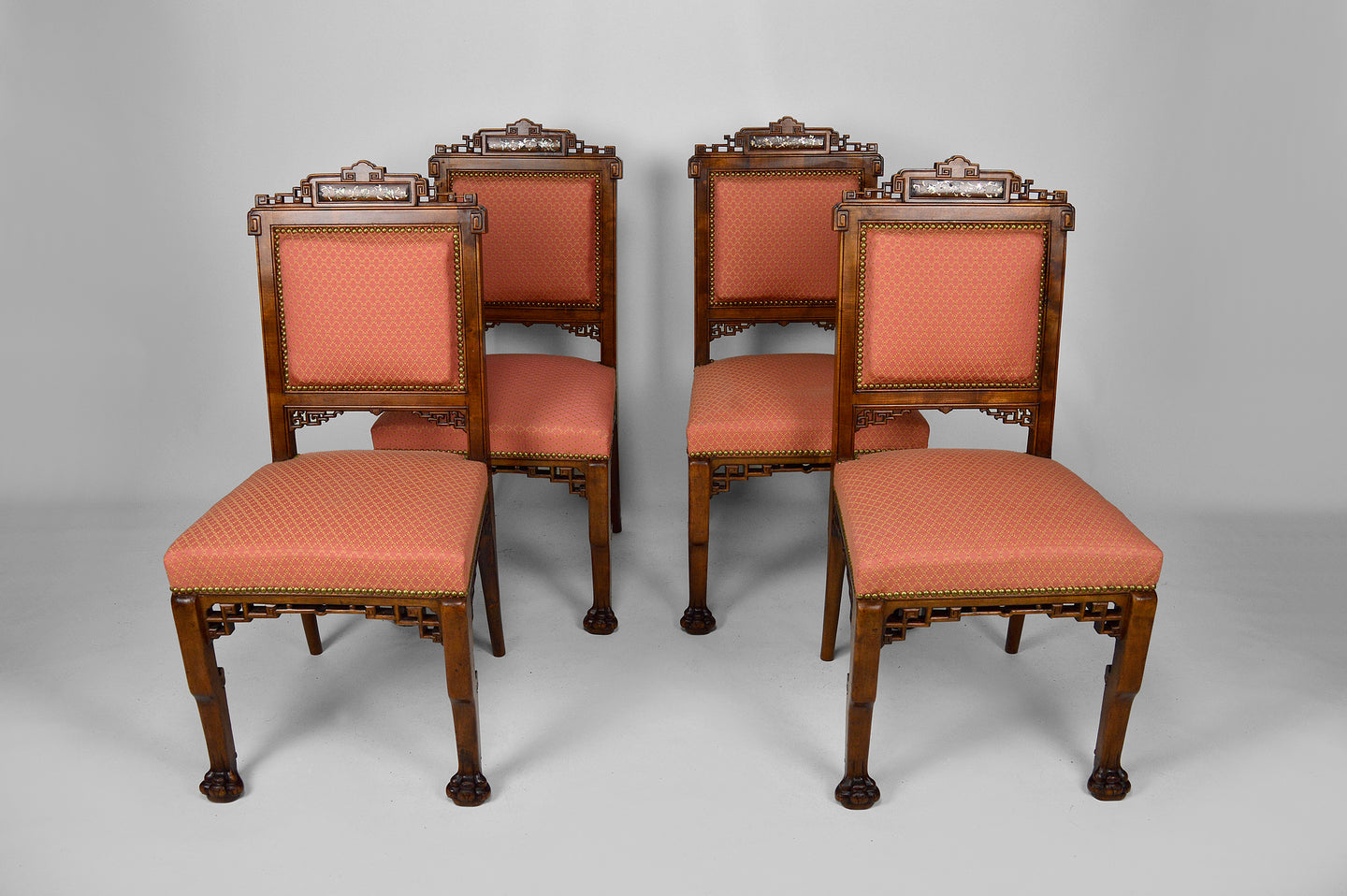 Lot de 4 chaises japonisantes attribuées à Gabriel Viardot, France, circa 1880