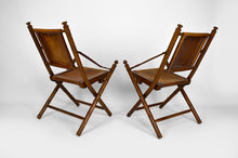 Charger l&#39;image dans la galerie, Paire de fauteuils pliants &quot;safari&quot;, style japonisant / colonial
