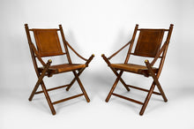 将图片加载到图库查看器，Paire de fauteuils pliants &quot;safari&quot;, style japonisant / colonial

