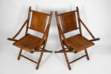 Cargar imagen en el visor de la galería, Paire de fauteuils pliants &quot;safari&quot;, style japonisant / colonial
