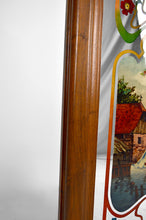 Charger l&#39;image dans la galerie, Miroir Art Nouveau à scène peinte bucolique, circa 1900
