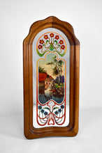 将图片加载到图库查看器，Miroir Art Nouveau à scène peinte bucolique, circa 1900
