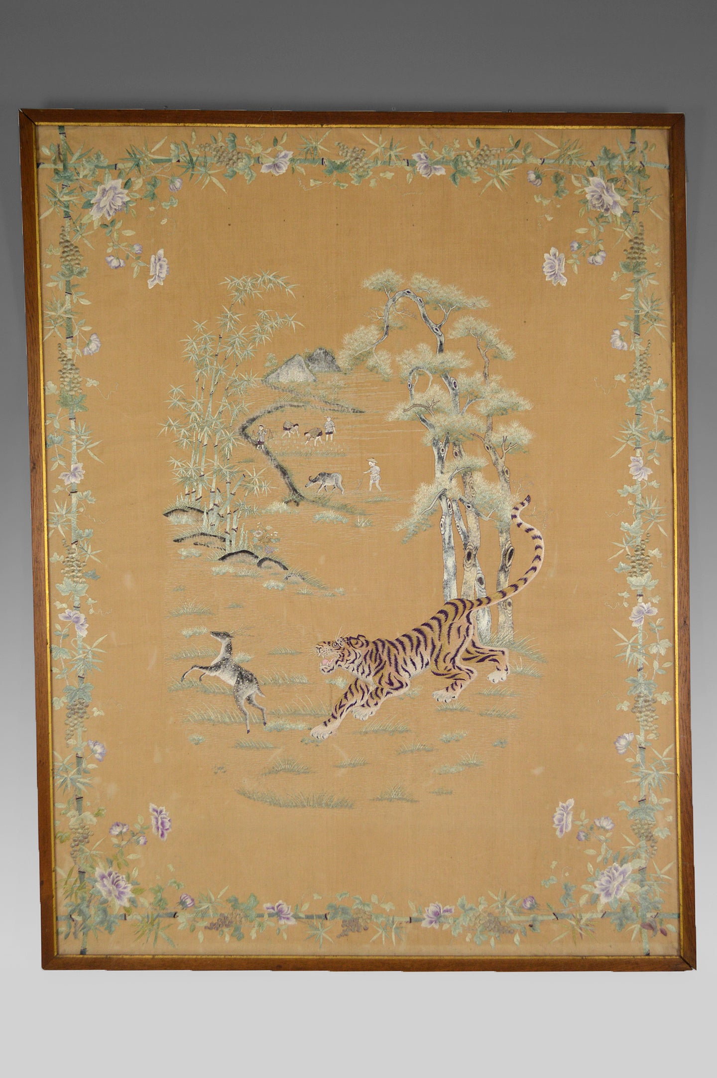 Grande tapisserie Vietnamienne au tigre, vers 1890