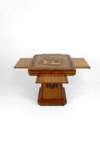 将图片加载到图库查看器，Table de jeu Art Déco en bois marqueté, circa 1925
