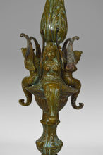Cargar imagen en el visor de la galería, Chandelier Napoléon III en bronze patiné, modèle aux Sirènes
