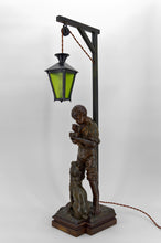 Lade das Bild in den Galerie-Viewer, Lampe &quot;La Bonne Soupe&quot; par Victor Rousseau, Art Nouveau, circa 1900
