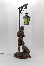 Lade das Bild in den Galerie-Viewer, Lampe &quot;La Bonne Soupe&quot; par Victor Rousseau, Art Nouveau, circa 1900
