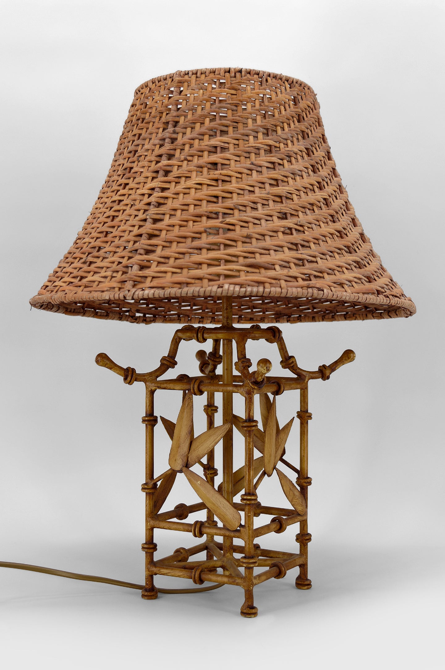 Lampe japonisante imitation bambou, circa 1970