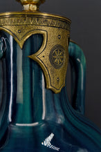 Cargar imagen en el visor de la galería, Lampe-Vase en céramique bleue Art Nouveau attribué à Paul Milet, circa 1900
