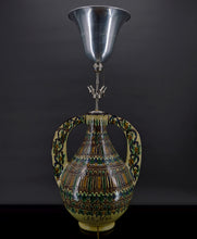 Charger l&#39;image dans la galerie, Important vase en céramique monté en lampe, Par El-Kharraz, Nabeul, Tunisie, début XXe
