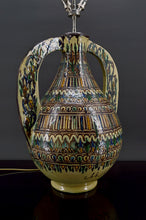 将图片加载到图库查看器，Important vase en céramique monté en lampe, Par El-Kharraz, Nabeul, Tunisie, début XXe
