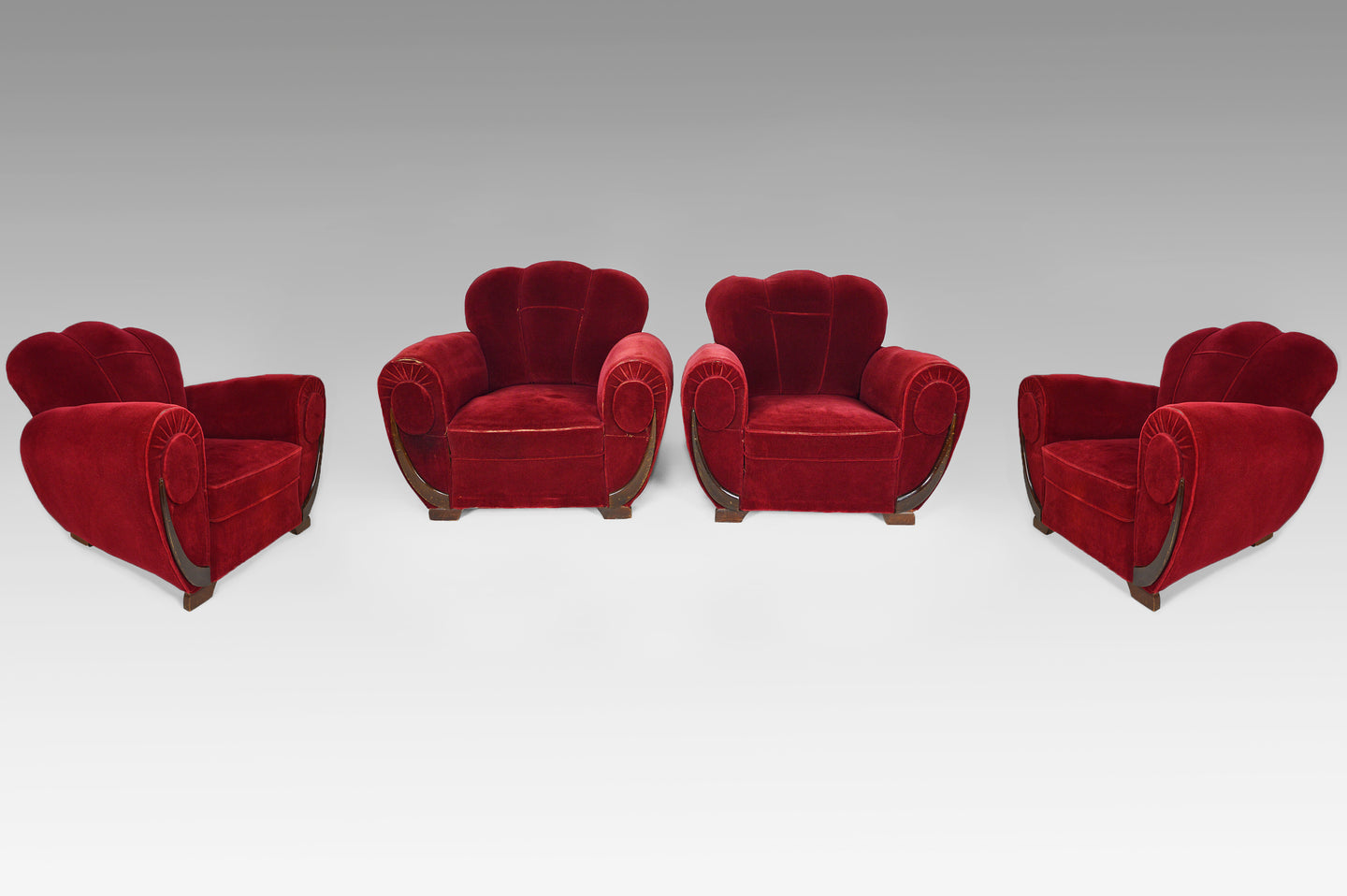 4 fauteuils club Art Deco, France, 1930-1940