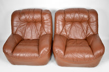 将图片加载到图库查看器，Paire de fauteuils clubs vintage en cuir, circa 1970-1980

