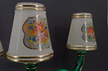 Загрузить изображение в средство просмотра галереи, Paire de lampes en faïence verte et dorée, circa 1940
