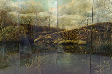 Загрузить изображение в средство просмотра галереи, Paravent à 4 feuilles au paysage laqué par Bernard Cuenin, circa 1970
