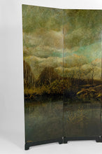 Lade das Bild in den Galerie-Viewer, Paravent à 4 feuilles au paysage laqué par Bernard Cuenin, circa 1970
