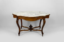 将图片加载到图库查看器，Table violon Napoléon III en noyer et marbre blanc, circa 1880
