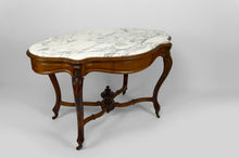 将图片加载到图库查看器，Table violon Napoléon III en noyer et marbre blanc, circa 1880
